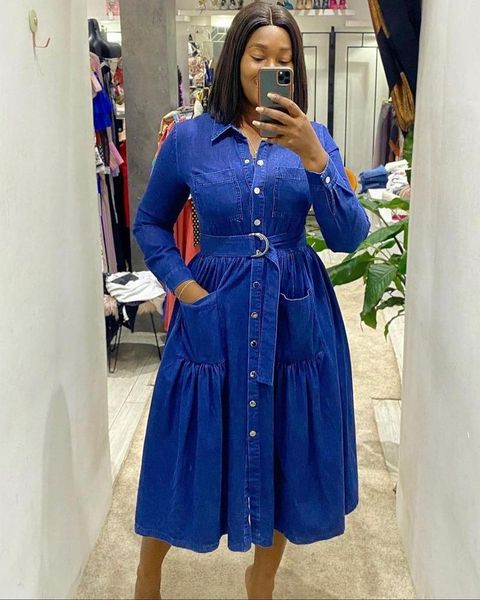 

ethnic clothing 2021 summer fashion style african women long sleeve jeans dress dresses for clothes european, Red