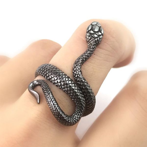 

cluster rings punk metal snake ring adjustable black for nightclub personality fashion jewelry, Golden;silver