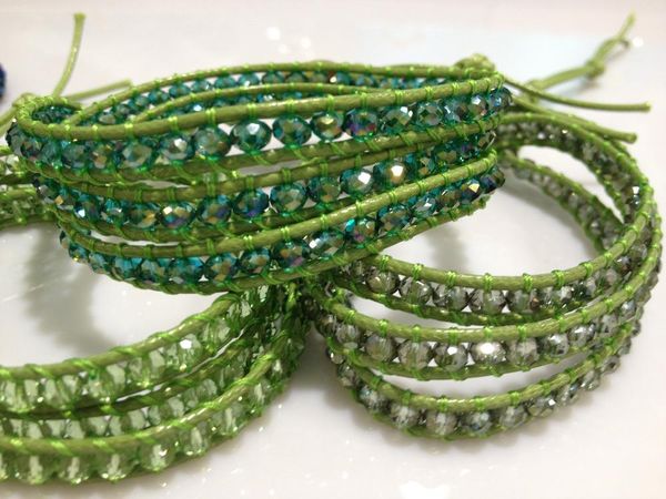 

tennis crystal bracelet for women leather trendy 5wraps, Golden;silver
