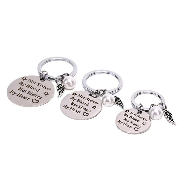 

keychains friends keychain "not sisters by blood but heart" keyring friendship jewelry gift for women girls, Silver
