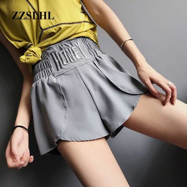 

sport shorts women double layer high waist yoga leggings loose breathable quick dry gym outdoor running jogging sportwears, White;red