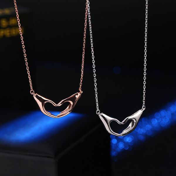 

original europe & america hand than love s925 sterling silver pendant necklace 2020 woman diy fine jewelry valentine's day gifts q0531