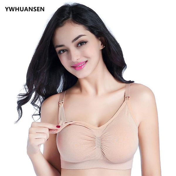 

maternity intimates ywhuansen full bust seamless nursing bras bralette s-xl pregnant woman nylon for expectant mother breathable wire free, White