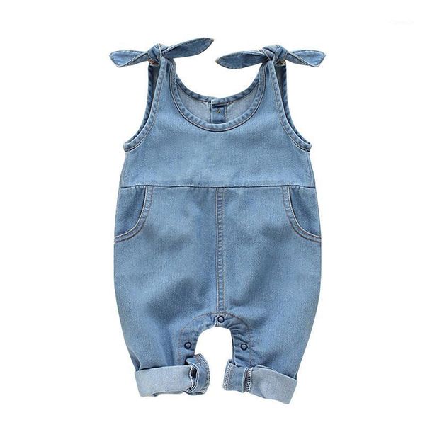 

jumpsuits born boy girl romper toddler infant girls baby costume 3-18m children solid sleeveless denim jumpsuit 2021 summer outfits d30, Blue