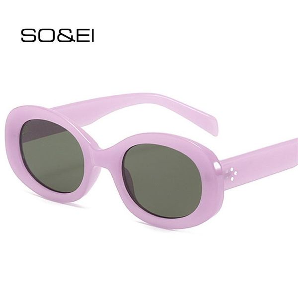 

sunglasses so&ei fashion oval women jelly color retro nail eyewear brand designer men purple tea sun glasses shades uv400, White;black