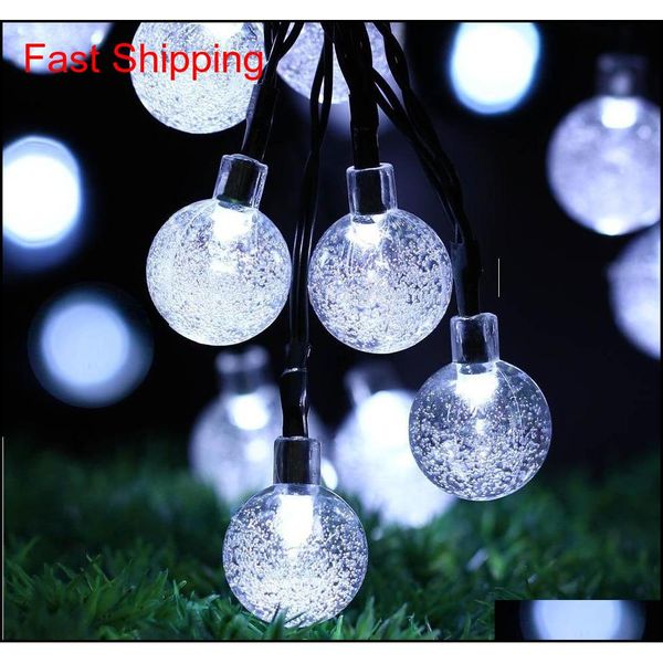 

crystal ball solar outdoor string lights, 30 led 6.5m starry waterproof christmas globe string bulb light qyljrh homes2007, Silver