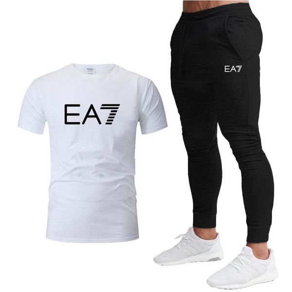 

jogging clothing 2021 summer men's tracksuits t-shirt trousers set brand sportswear fitness jogger sweatshirts casual sets, Black;red