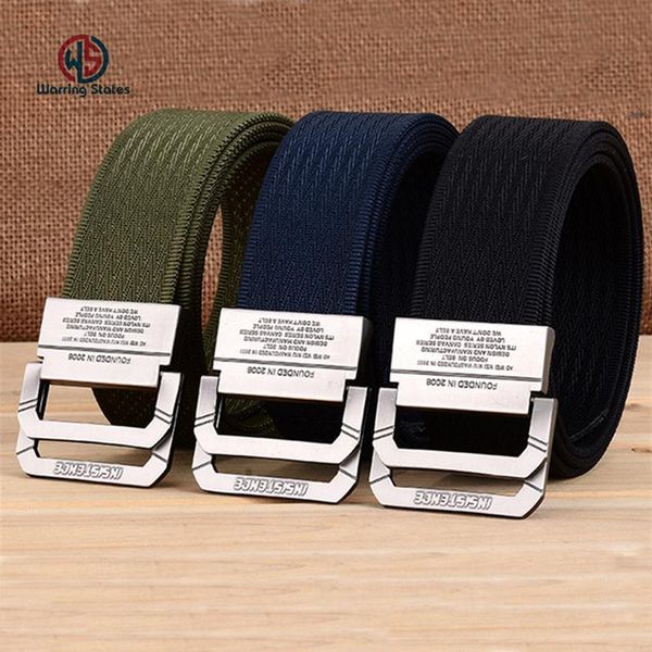 

belts warring states double buckle canvas belt for men non-slip nylon d-shaped alloy tactical, Black;brown