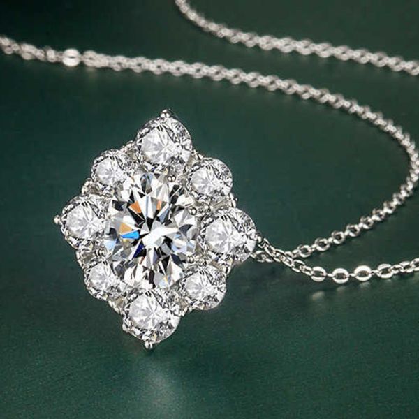 

sea blue inlaid zircon jewelry pendant clavicle chain necklace for women, Silver