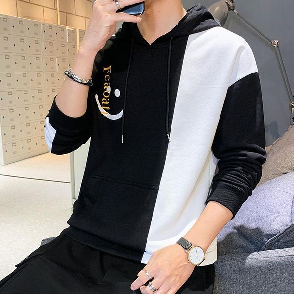 

men's hoodies & sweatshirts kksky patchwork men hoodie winter streetwear male print hooded hip hop pull homme clothing oversize 4xl kor, Black