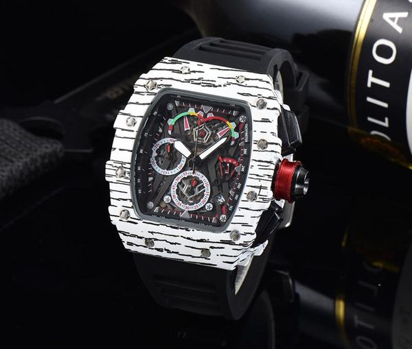 

wristwatches real s richard full-function military watch diving 6-pin clock men's quartz reloj hombre relogio, Slivery;brown