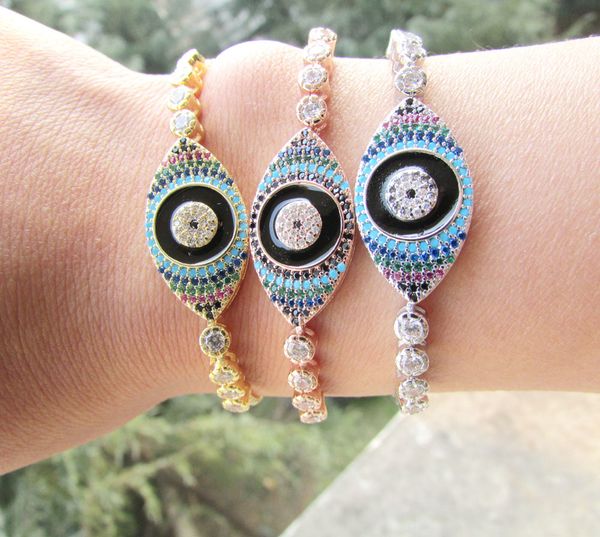 

promotion arrive silver color colorful evil eye adjust sized turkish gold bracelet, Golden;silver