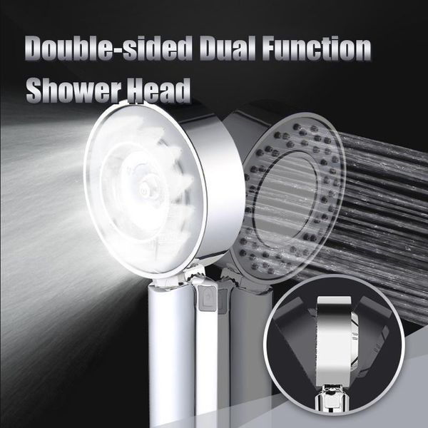 

double-sided dual function shower head water saving round abs chrome bath shower high pressure handheld hand