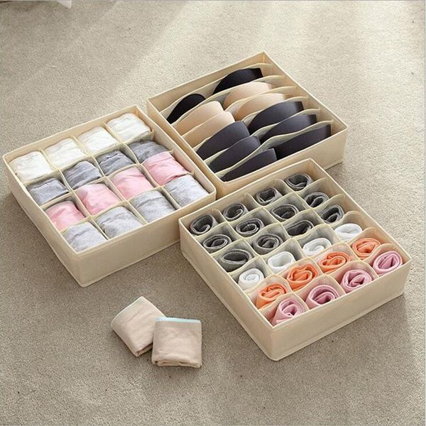 

storage drawers dormitory closet organizer for socks home separated underwear box 7/16/24 grids bra foldable drawer