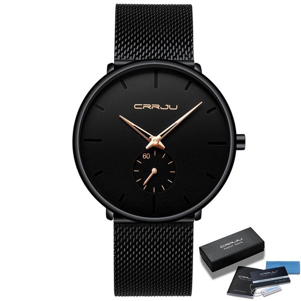 

2021 crrju brand mens watches luxury quartz watch men casual slim mesh steel waterproof sport wristwatch relogio masculino orologio di lusso, Slivery;brown