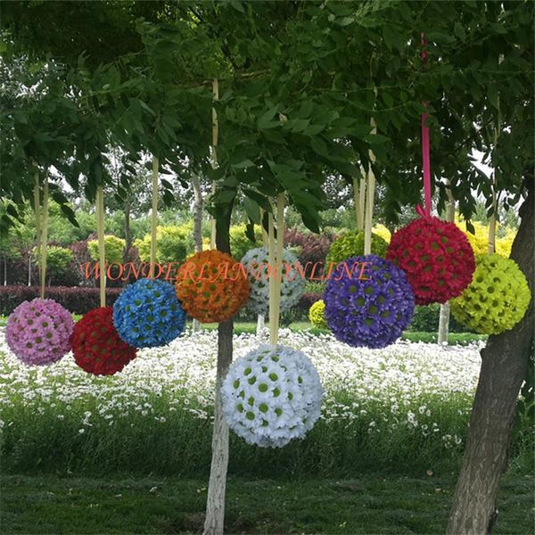 

9.5 inch / (24cm) wedding artificial silk daisy kissing ball flower pomander bouquet ball home decorative balls