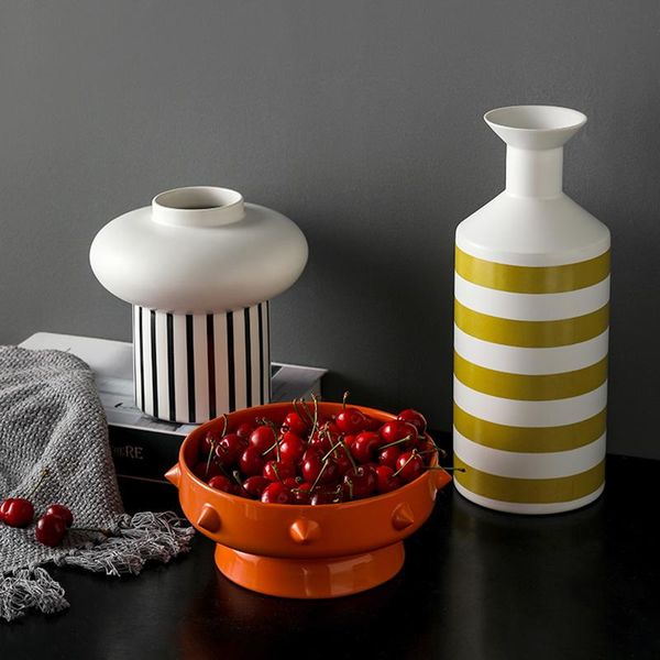 

vases nordic creative ceramic vase home living room model decoration el display cabinet fruit tray
