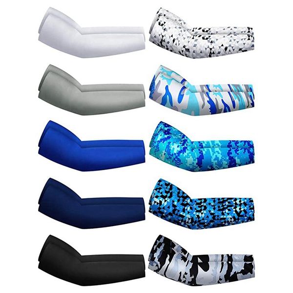 

elbow & knee pads 10 pairs sun protection arm sleeves cooling sports compression athletic for basketball running cycling golfing, Black;gray