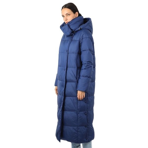 

women's long down jacket parka outwear with hood quilted coat female office lady cotton clothes warm fashion 19-079 211011, Black