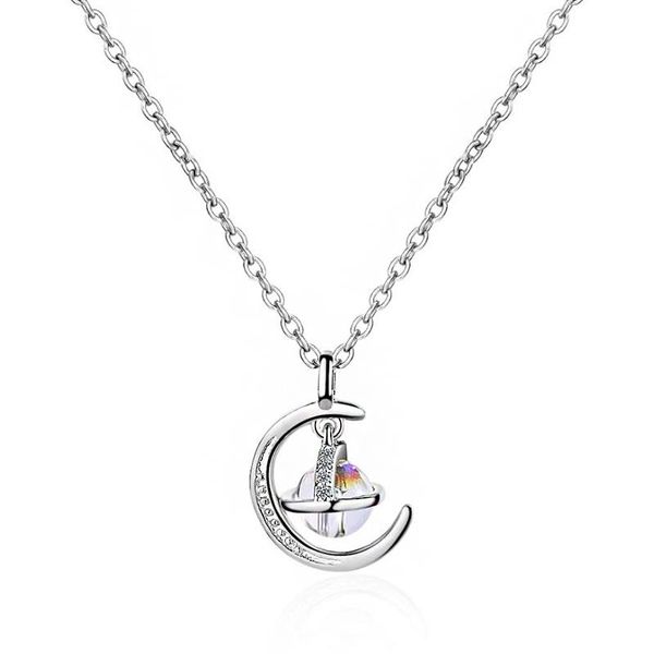 

pendant necklaces moon crystal zirconia fashion gold silver color chain choker necklace party jewelry gifts for women girls