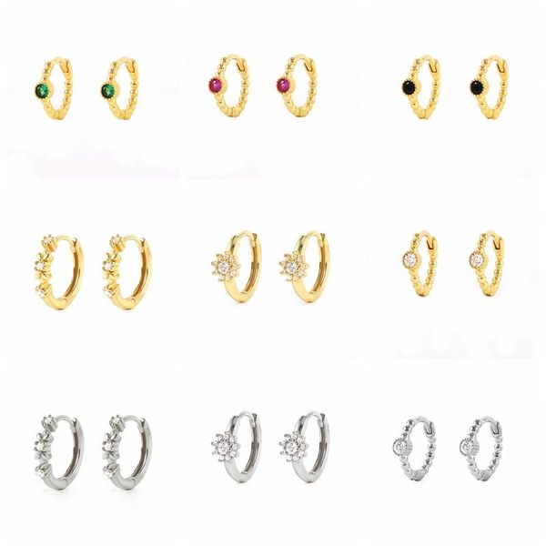 

hoop & huggie canner small zircon earrings for women 100% real 925 sterling silver party wedding banquet present, Golden;silver