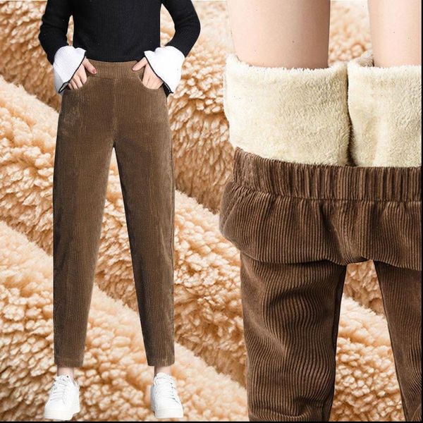 

spring autumn winter corduroy harem pants women fashion thickening casual pants korean loose high waist trousers plus size, Black;white