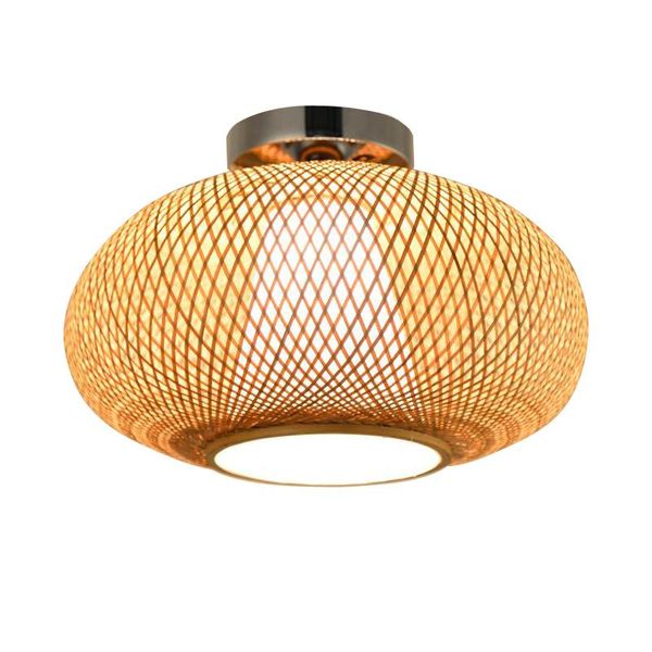 Luminárias de teto 32/40/50 cm bambu vime rattan redondo tecido luminária natural país japonês vintage montagem embutida plafon