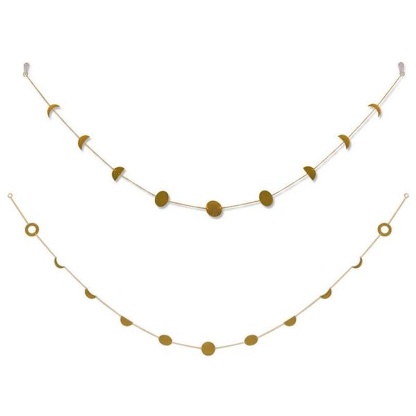 

original metal round piece sun moon shape hanging living room decoration background wall hanging decoration with chains