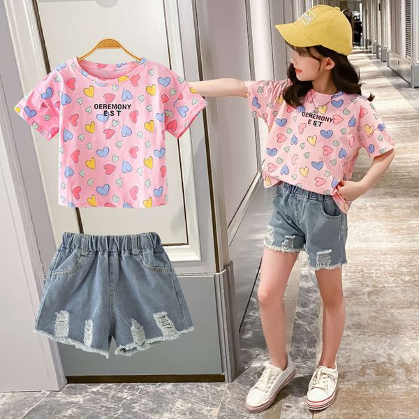 

girls' foreign style 2021 new summer dress children's fashion two piece suit, White