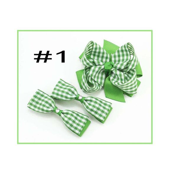 

27pcs gingham hairbows checked school hairclips uniform bow pinwheel princess girl hair accessories back to sch, Slivery;white