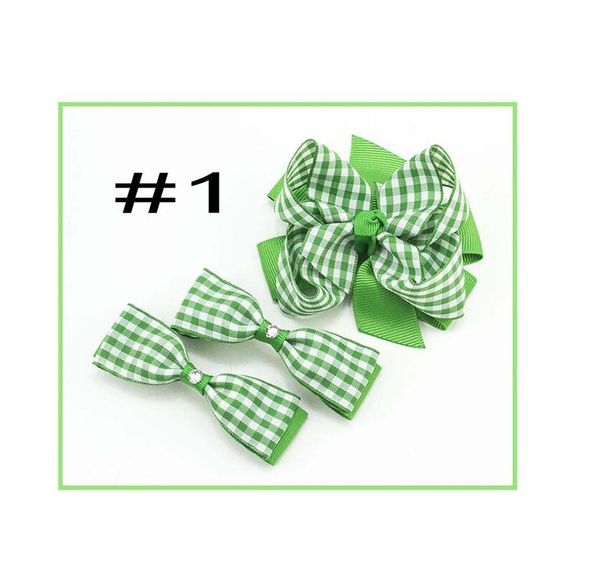 27pcs gingham tüylüleri kontrol etti Okul Hairclips Tekdüze Yay Pinkeni Prenses Kız Saç Aksesuarları Sch