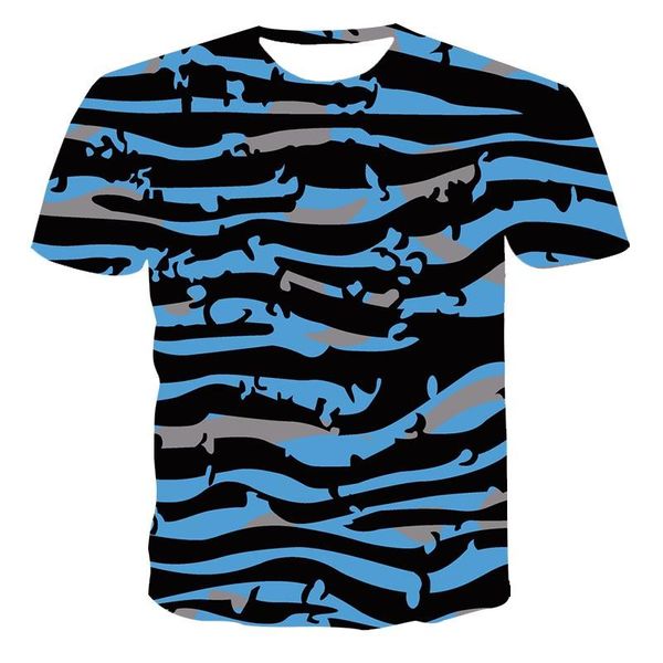 

men's t-shirts men short sleeve camouflage casual fitness t-shirt summer 3d printing fashion round neckline sport, White;black