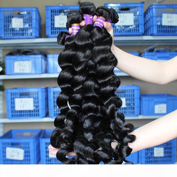 

loose wave bundles deal brazilian virgin hair extension 3pcs brazilian human hair weave bundles dolago, Black