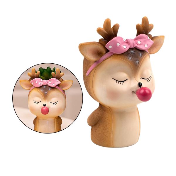 

animal planter pot resin plant pot cute deer-shape miniature succulent pot deskhome garden decoration