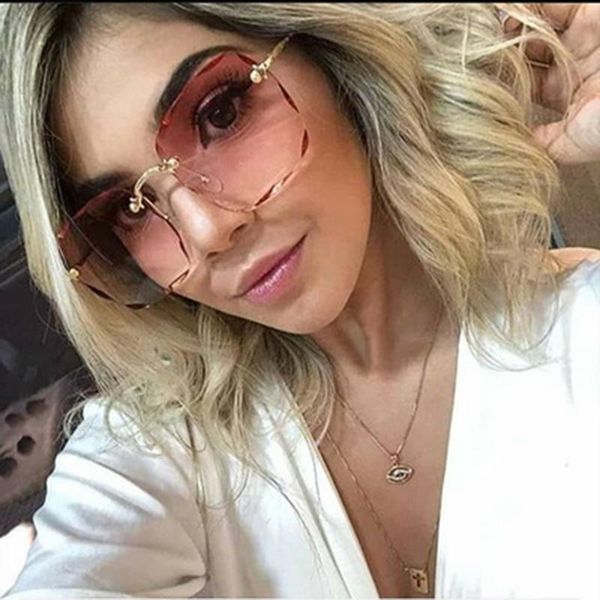 

sunglasses fashion european and american trend frameless personality men women square big frame sun glasses zonnebril, White;black
