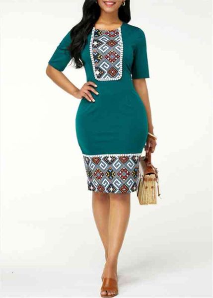 

plus size summer women dress name ethnic print slim bag hip dress female round neck high waist casual, Black;gray