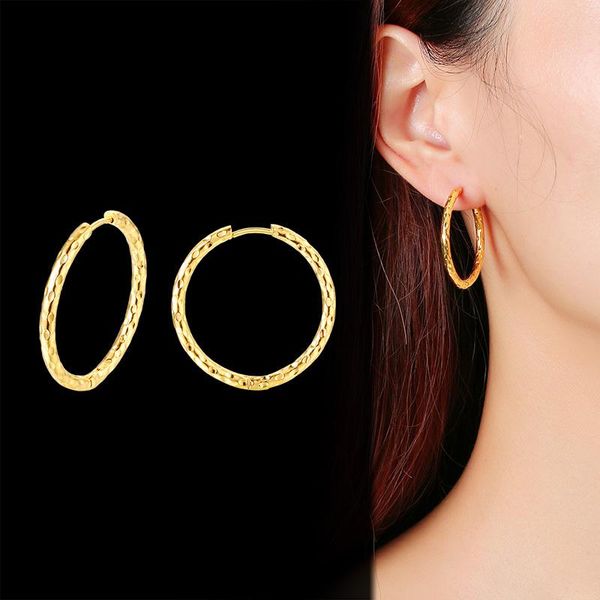 

hoop & huggie middle hammered earrings gold filled stainless steel bohe wavy circle for women girls, Golden;silver
