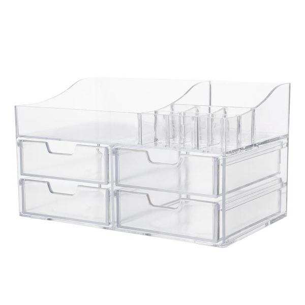 

1pc transparent box multilayer deskstorage case drawer type container