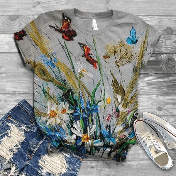 

women's t-shirt women 2021 summer vintage short sleeve t shirt 3d animal printed round-neck tee handsome pullovers, White