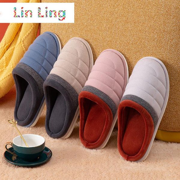 

slippers autumn winter bedroom couples plush shoes luxury house women cotton soft tpr soles indoor warm ladies fur, Black