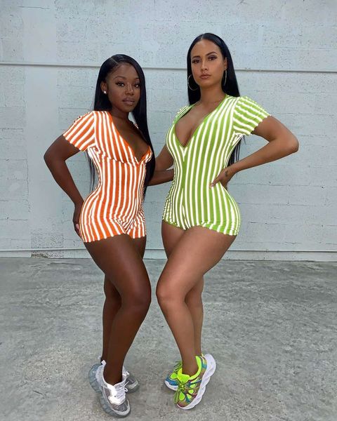 

728 for all platforms women's deep v-neck striped jumpsuit available in two colors, Black;white