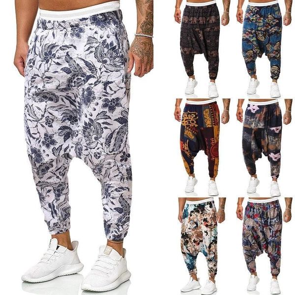

men's pants 2021 men baggy harem hip-hop women wide leg trousers male casual vintage long pantalones hombre, Black