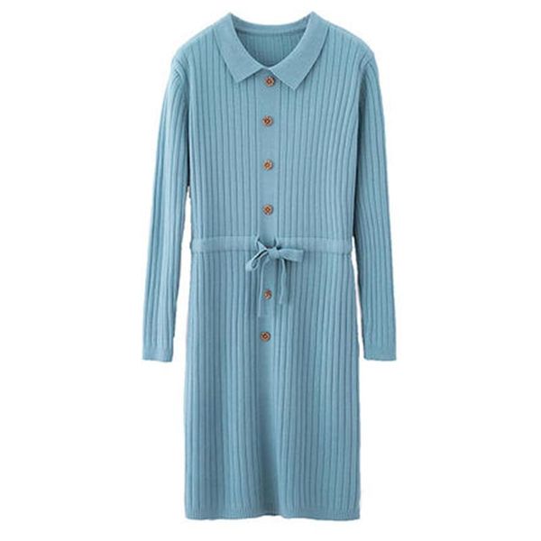 

casual dresses women's knitted 2021 autumn female sweater dress v-neck sling ladies sweaters turndown collar ol women, Black;gray