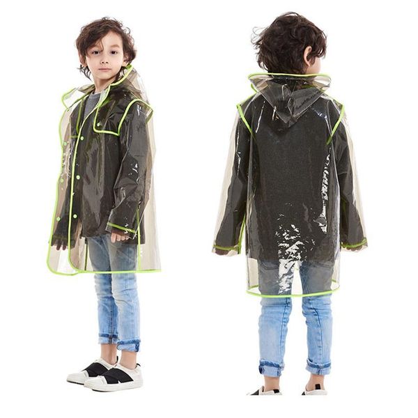

fashion cute good quality kids eva transparent raincoat hooded boy girl rain jacket outdoor jllkzr