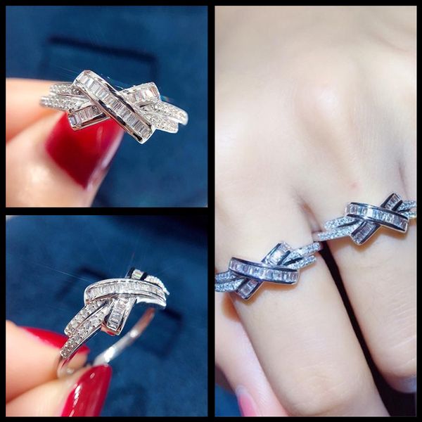 

chau@@met/chammy liens collection 18k rose gold gold white gold cross-set diamond ring wedding ring luxurys designers jewelry, Slivery;golden