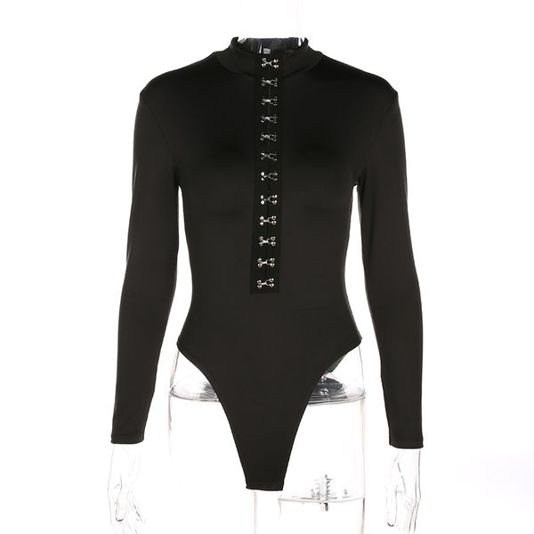

long sleeve skinny bodysuit women solid crew neck black rompers leotard casual winter autumn winter basic jumpsuit