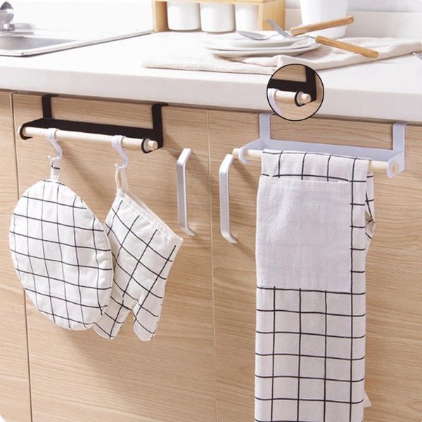 

towel racks white black kitchen multi-purpose rack door back nail-cabinet cloth storage