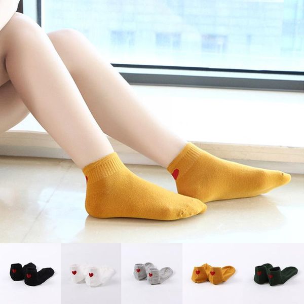 

women socks 1 pair short socks girls cotton colorful novelty women fashion heart cute lady, Black;white