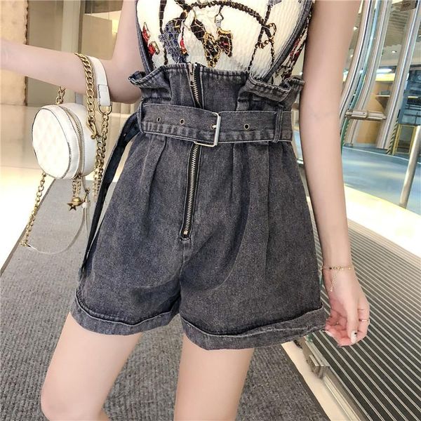 

women's shorts summer fashio trends 2021 women overalls denim loose casual high waist straight wide-legged short pants, White;black