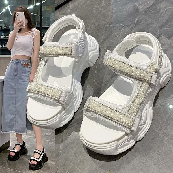 

sandals sandal women summer 2021 platform korean edition fashion diamond casual sports, Black